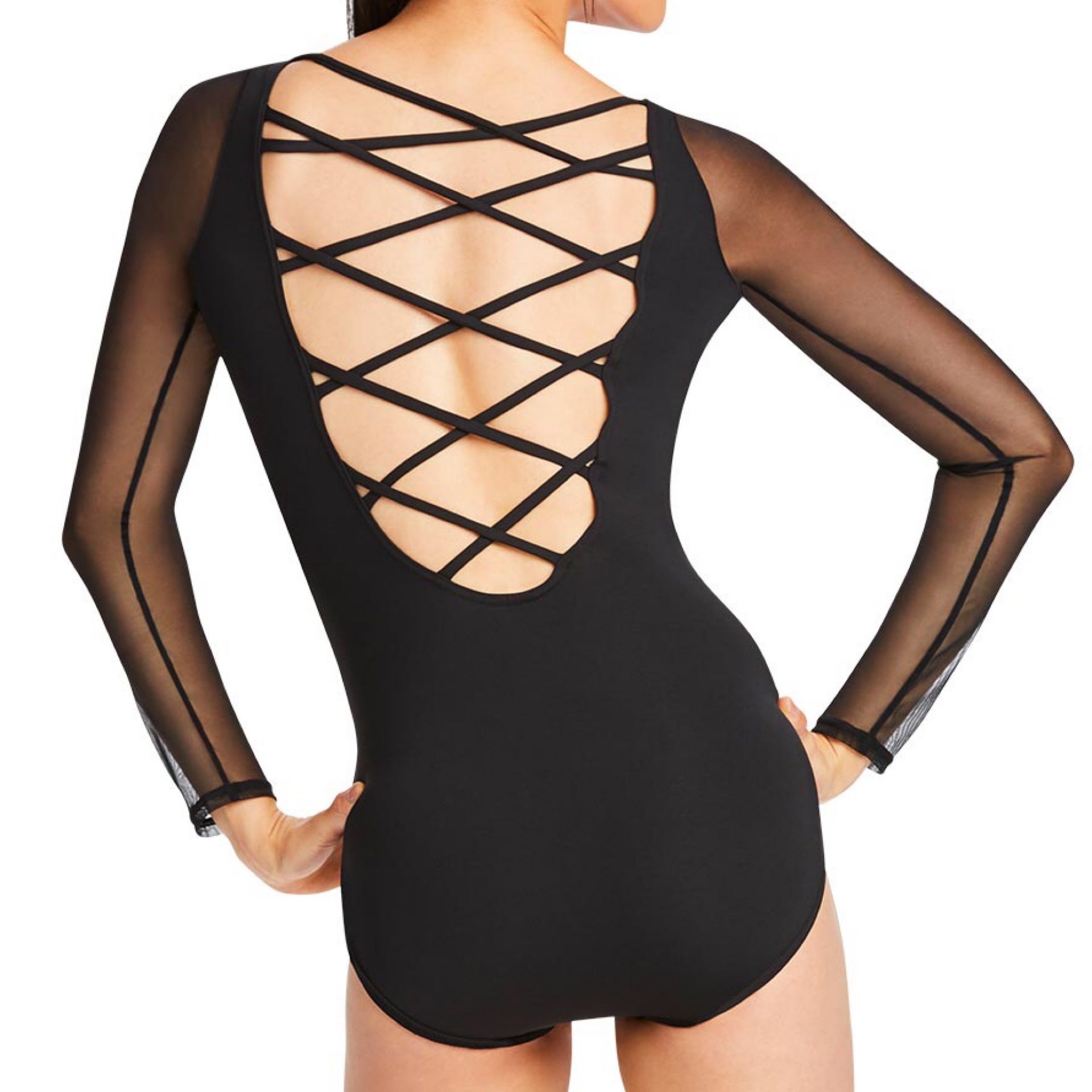 MC832W Capezio Meryl Strappy Back Long Sleeve Leotard The Dancewear Place